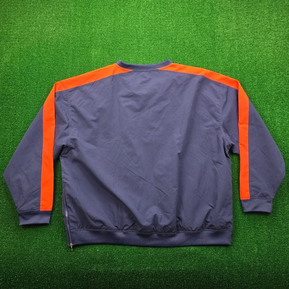 Illinois Fighting Illini Windbreaker Jacket Mens 2XL Blue Orange V-Neck‎ NCAA